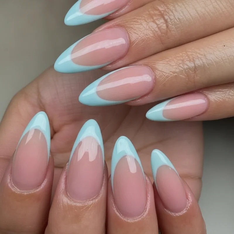 Salon quiet luxury nails result showing BIAB base, soft almond shape, Russian cuticle prep, and milky high-gloss finish on natural nail length