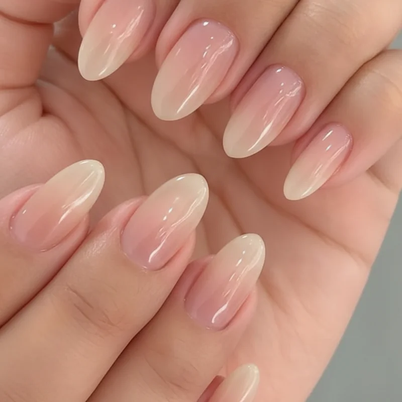 Nail health cuticle care routine showing cuticle oil application on short natural nails for a groomed quiet luxury finish with healthy nail plate maintenance