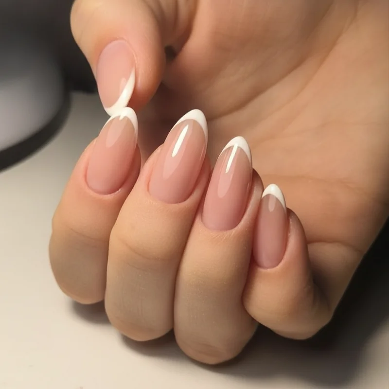 Soap nails micro French tip and naked BIAB on short almond shape showing the best quiet luxury nail designs for 2026 understated expensive looks