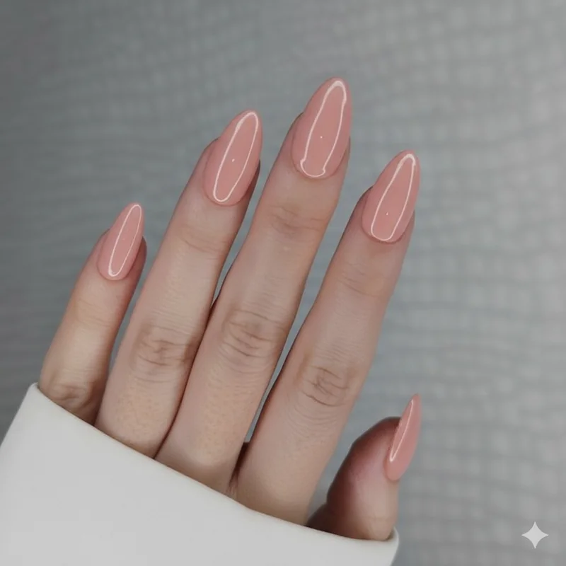 Nude almond nails by skin tone from cool pink for fair to caramel and butterscotch for dark skin preventing common grey undertone mismatch problems