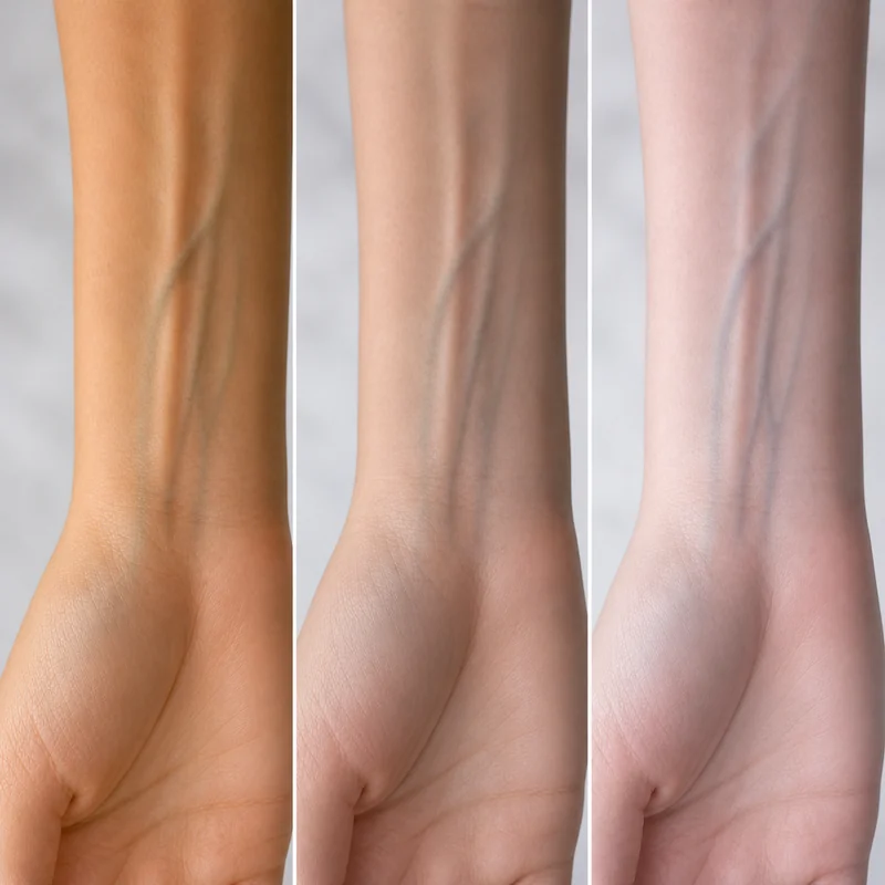 Vein test undertone identification showing wrist with visible veins in natural light for determining warm cool or neutral skin tone for nail color
