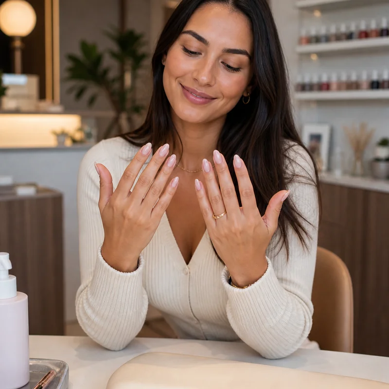 First almond nail appointment cost and timeline showing full set versus fill appointment pricing and two to three week fill schedule for ongoing maintenance budget