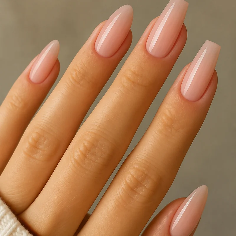 Almond nail shape silhouette showing soft rounded tapered tip beside coffin nail shape with flat squared tip for direct visual comparison