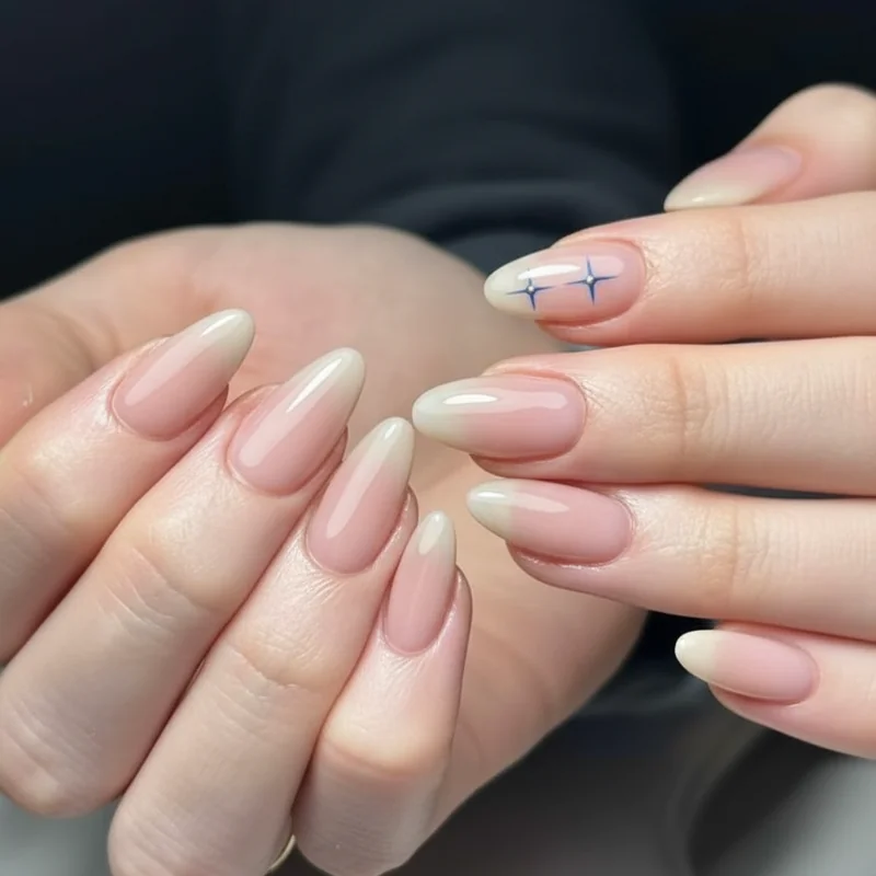 Short coffin nails versus short almond nails length compatibility comparison showing flat tip visibility issue on shorter natural nail free edge