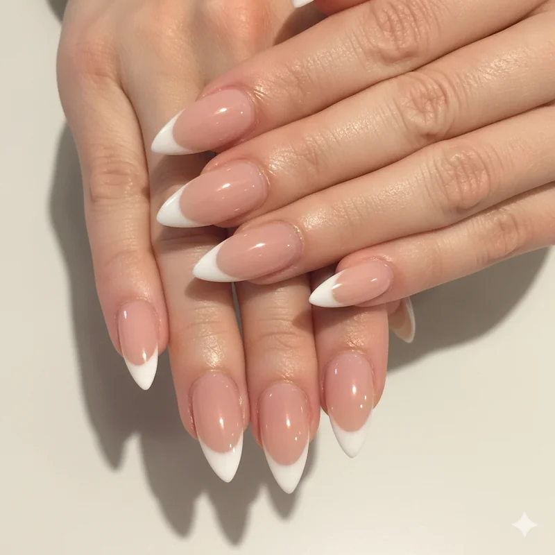 Clean girl college nails featuring milky glazed nude polish with foggy French tip detail
