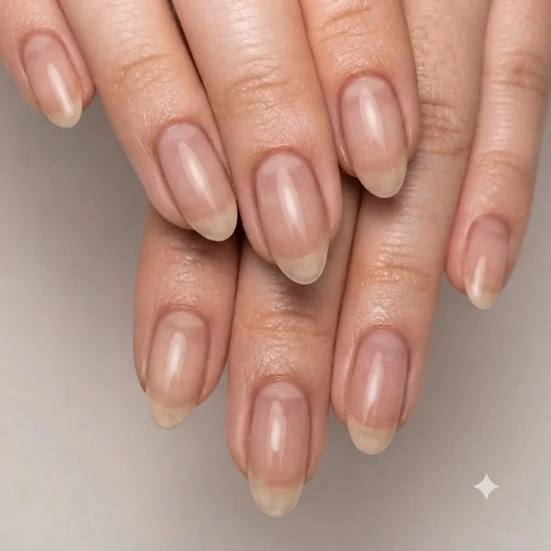 Daily bare nails aftercare cuticle oil application routine on natural unpolished nails