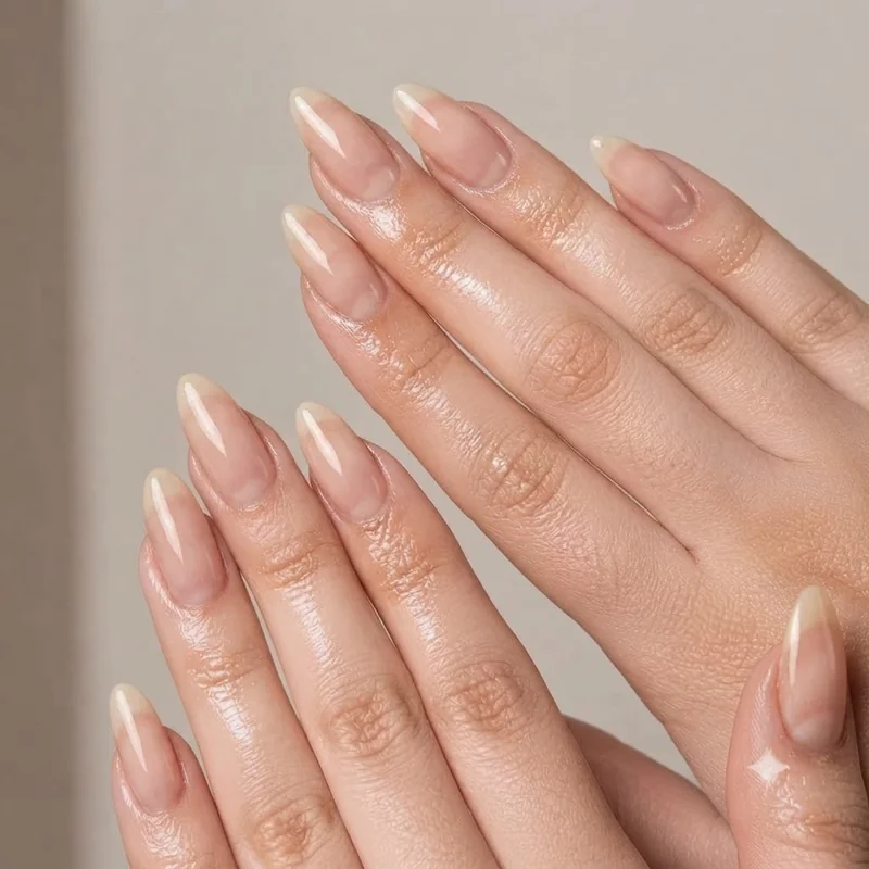 Stain-free healthy bare nails aftercare shine result after consistent daily oil and buffing routine