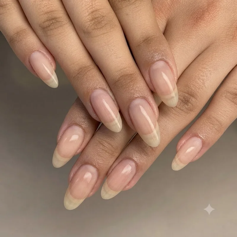 Vintage inspired minimalist bare nail look with classic elegant nineties styling