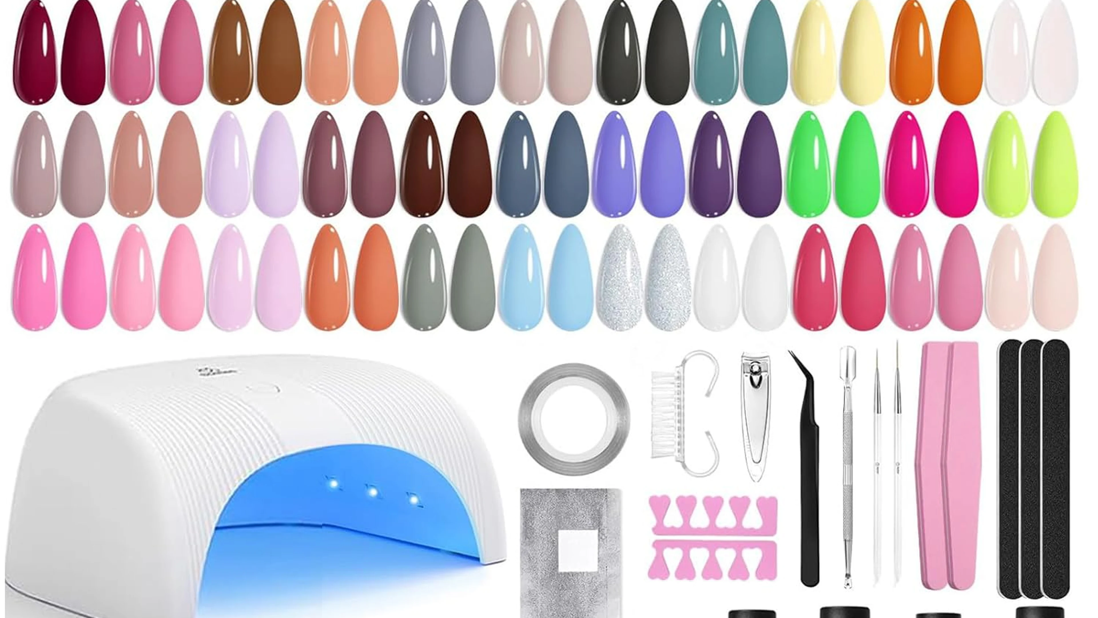 Beetles 80 piece gel nail polish starter kit with 55 colors and UV lamp