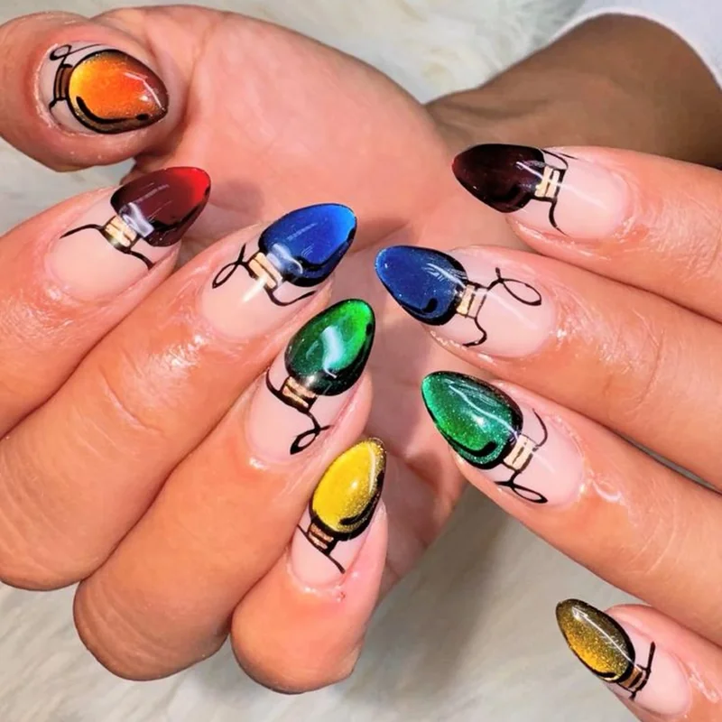 Best nail polish color swatches for Santa, Rudolph, and gingerbread character nail art