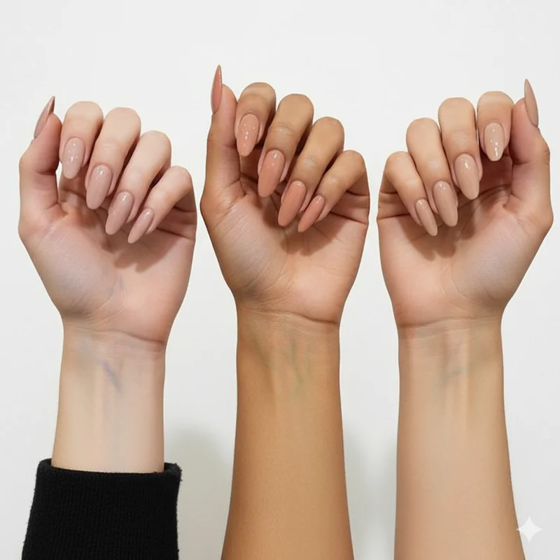 Skin undertone vein test for nail colour showing warm green veins cool blue veins and neutral undertone identification on wrist