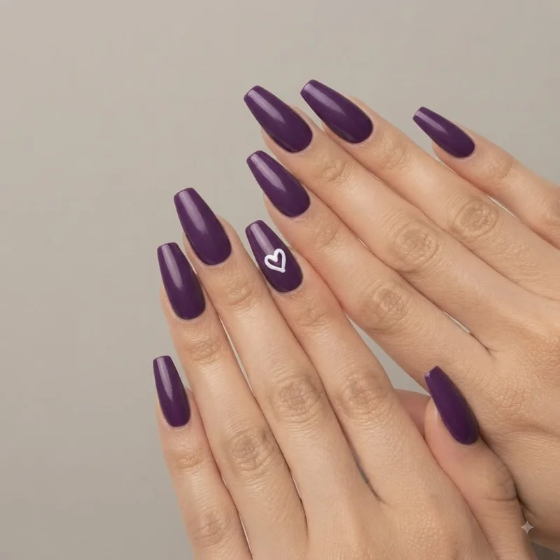 BTS concert press on nail set with lightstick purple tone and ot7 group detail accent