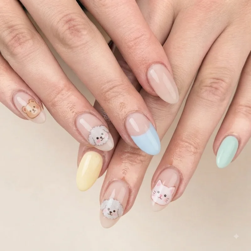 Easy DIY BTS nail design with solid purple base and simple accent nail symbol