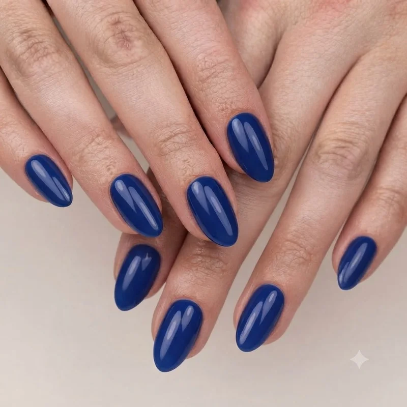 Blue christmas nails shown against different skin tones demonstrating warm and cool undertone match