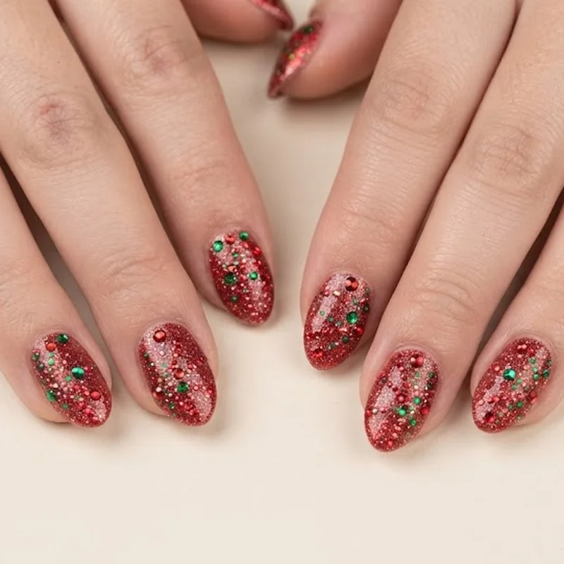 Kids christmas nail ideas candy cane stripe design on white polish base coat