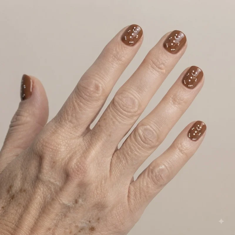 Almond and coffin shape french tip christmas nails showing shape variety for a holiday manicure