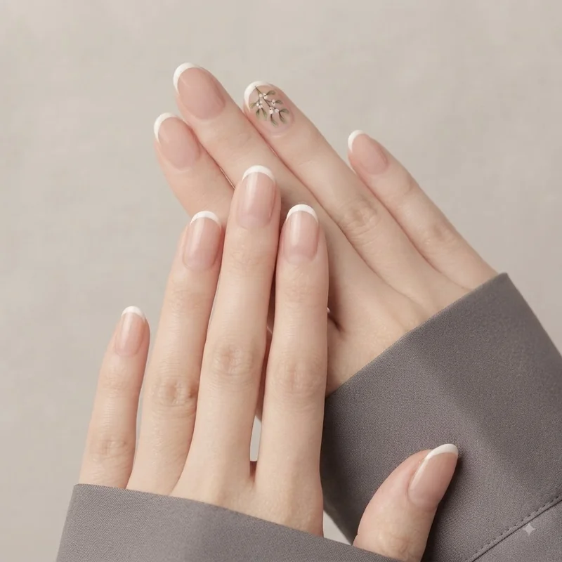 Mistletoe nail art tutorial adapted for french tip and short nail shapes