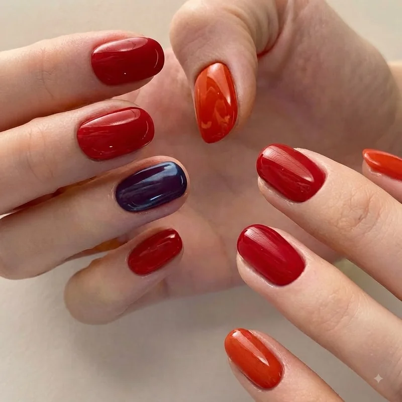 Red christmas nails undertone guide infographic comparing cool warm and neutral shade families