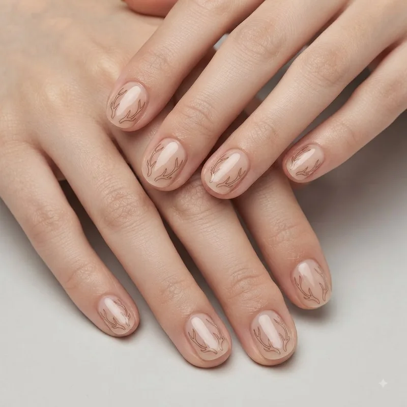 Gold metallic reindeer nail design showing non-traditional color palette option