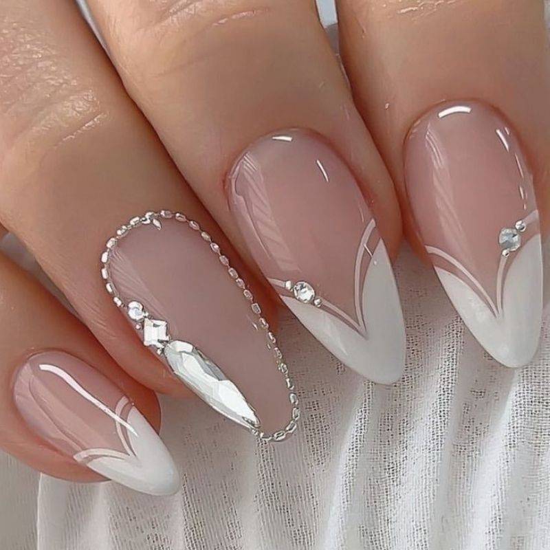 Classic wedding nail designs featuring french manicure and elegant bridal styles