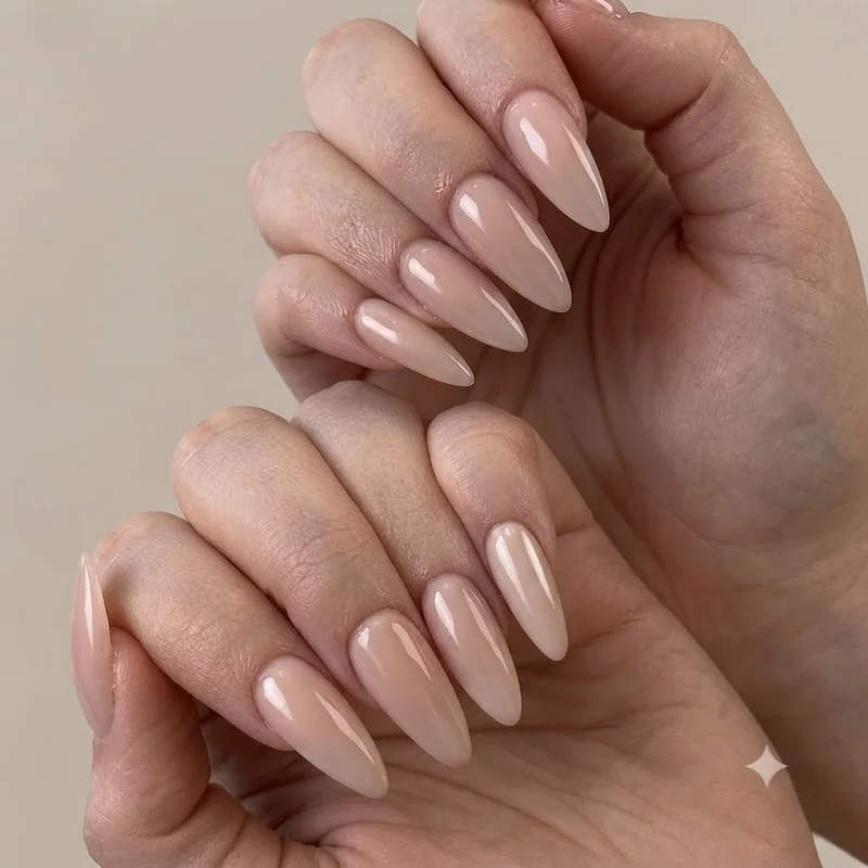 Office safe short neutral dip powder manicure suitable for everyday workday wear and video calls