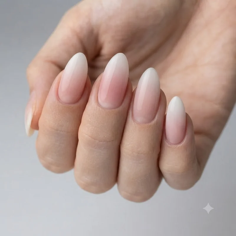 Ombre dip nails tutorial hero showing a clean pink to white gradient using the scrub method