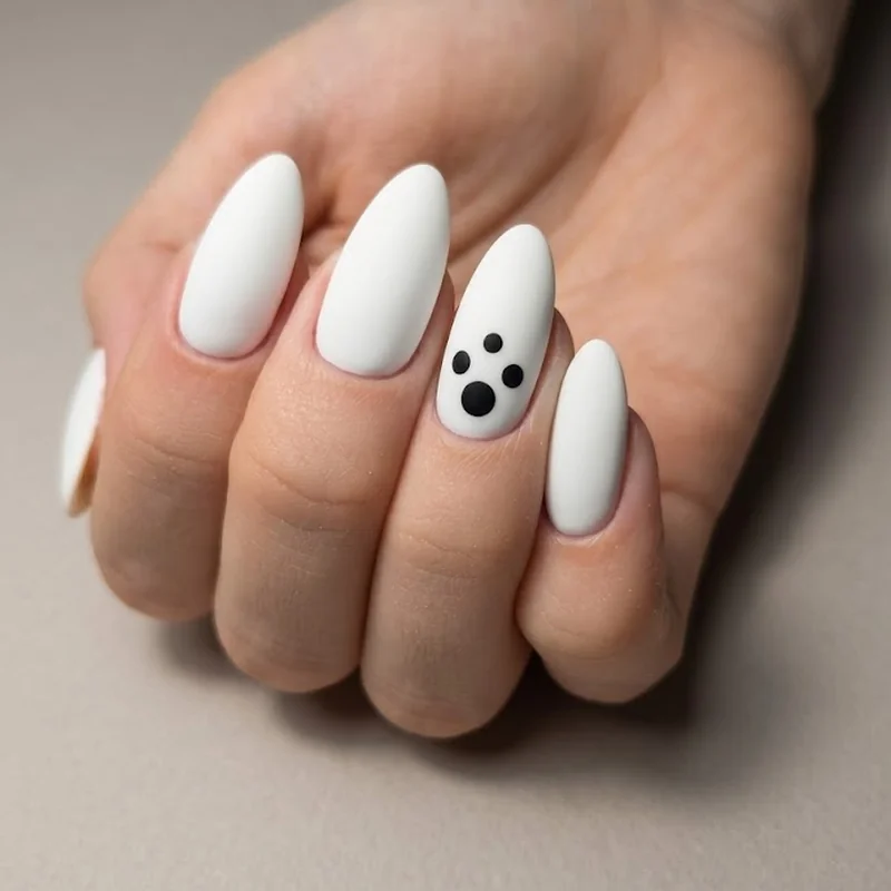 Finished easy Disney nails for beginners Mickey silhouette accent design