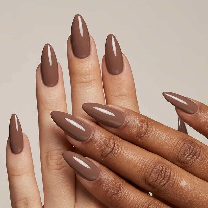 Bronze gunmetal chrome accent nail fall 2026 metallic finish over dark espresso base coat