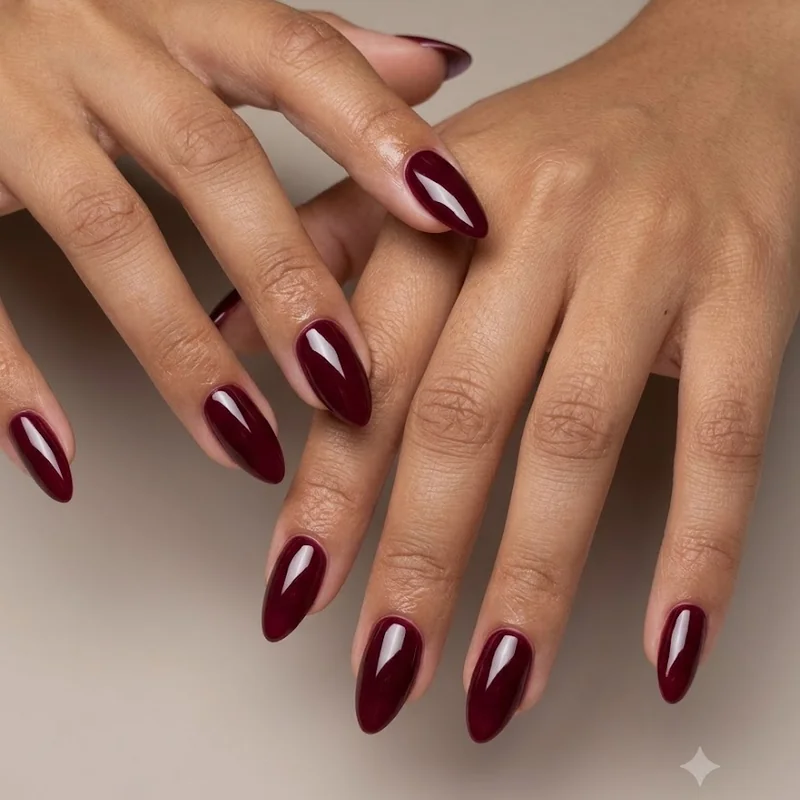 Warm mocha brown jelly finish manicure fall 2026 with glossy espresso undertone on medium skin