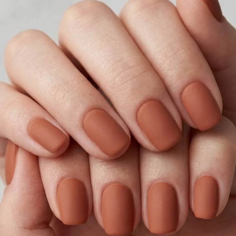 Short fall nails BIAB gel manicure durable finish for cold weather glove season wear
