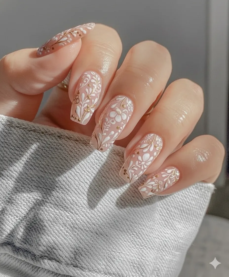 Floral nail art longevity technique showing no wipe top coat application and thin layering method for hand painted floral designs