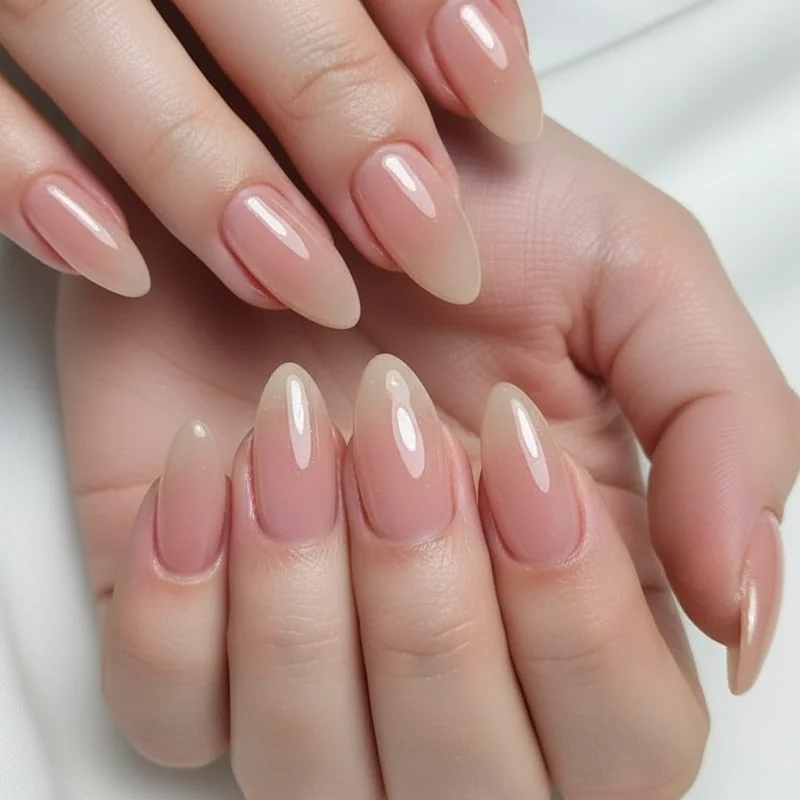 Gel nail color clear tip test held against skin in daylight versus artificial salon lighting showing colour accuracy difference before committing