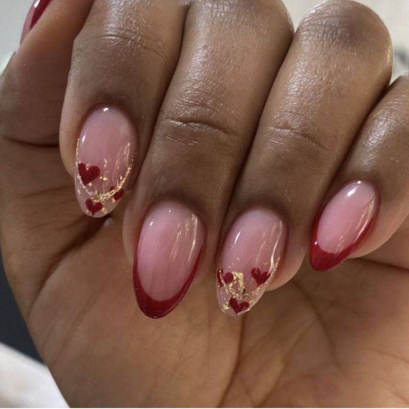 Professional gel valentine nails application showing proper curing technique