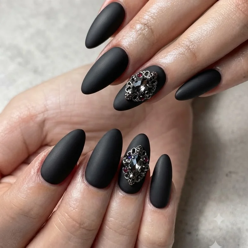 Kuromi and My Melody split hand duo nail set combining sweet and edgy Sanrio styles