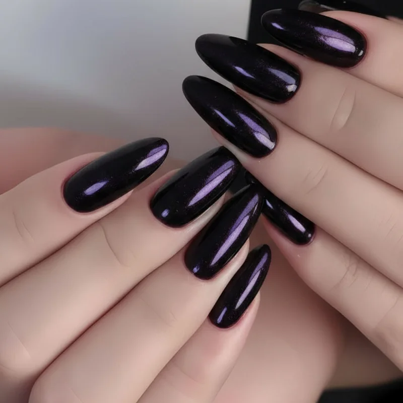 Close-up of dark nail swatches showing chromatic depth difference between gothic and merely dark nail shades cool undertones 2026