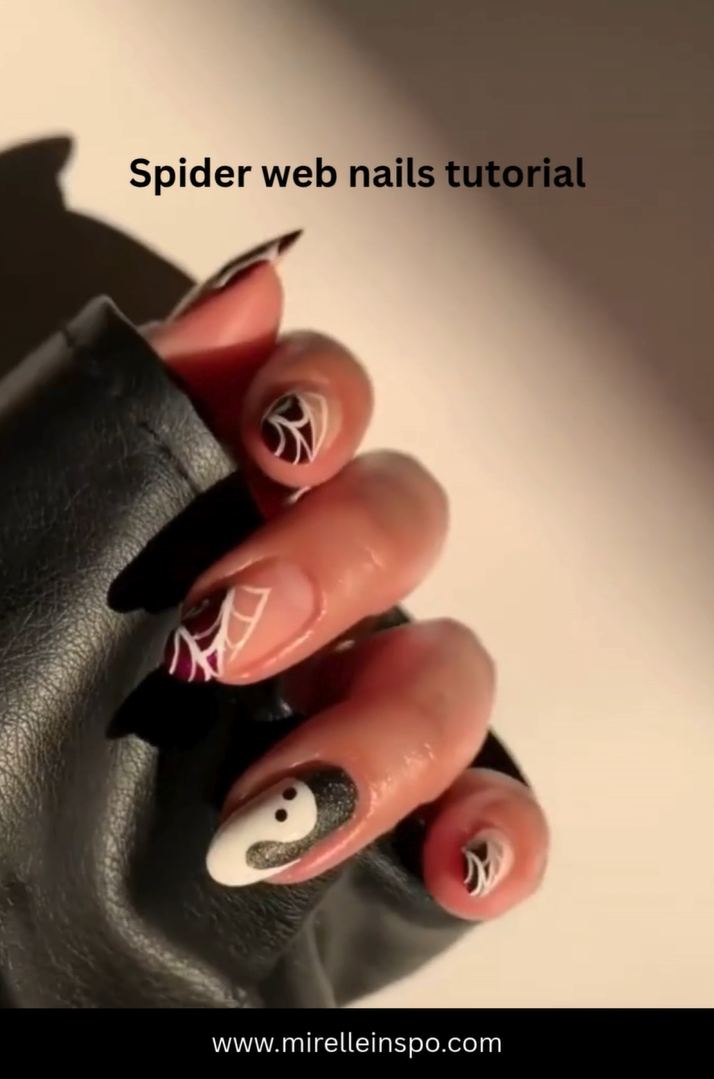 Step by step spider web nail art tutorial for Halloween