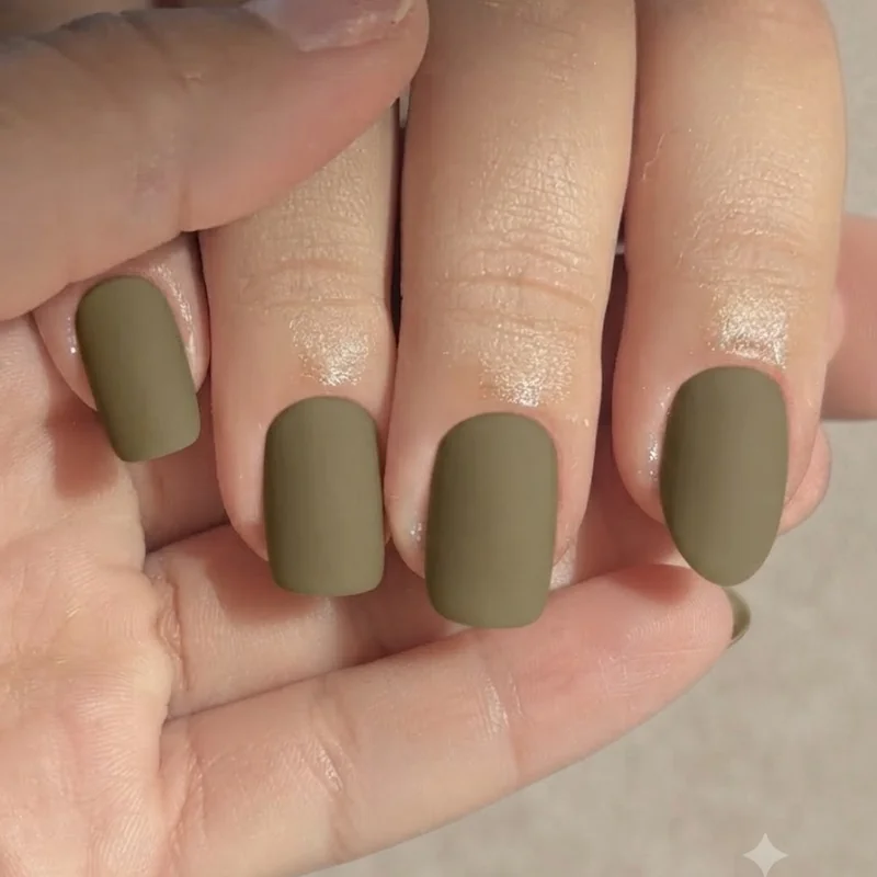 Close-up of durable glossy gel manicure with hand gripping a trekking pole, hiking nails durability guide