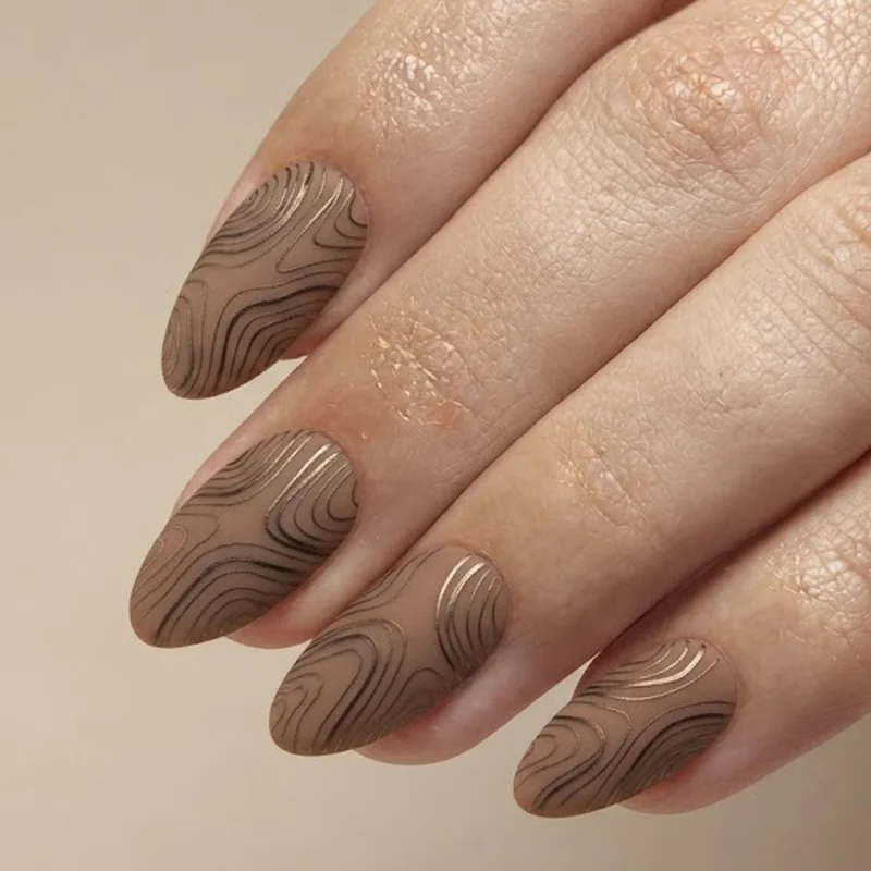 Trail blaze color-blocking accent nail in blue and white, hiking nails trail marker inspired manicure design idea