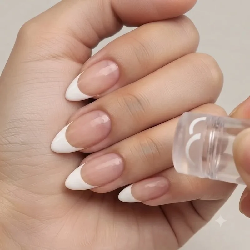 90s nail trends DIY stamping tool technique for a clean French tip at home