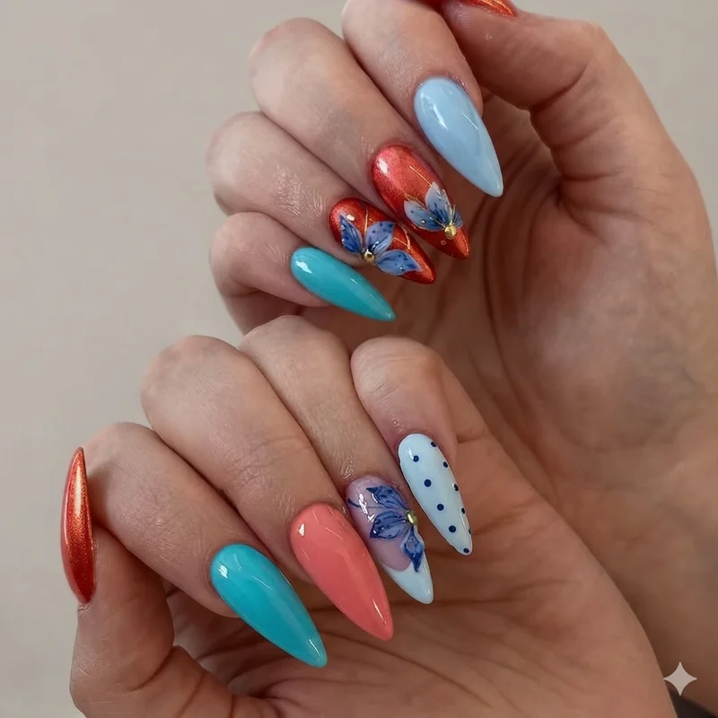 Wedding destination vacation nails with elegant bridal manicure for honeymoon travel