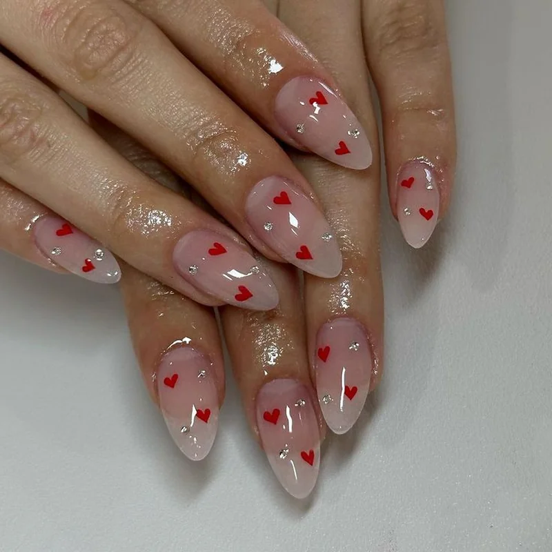 Jelly French tips with translucent pink on sheer nude base
