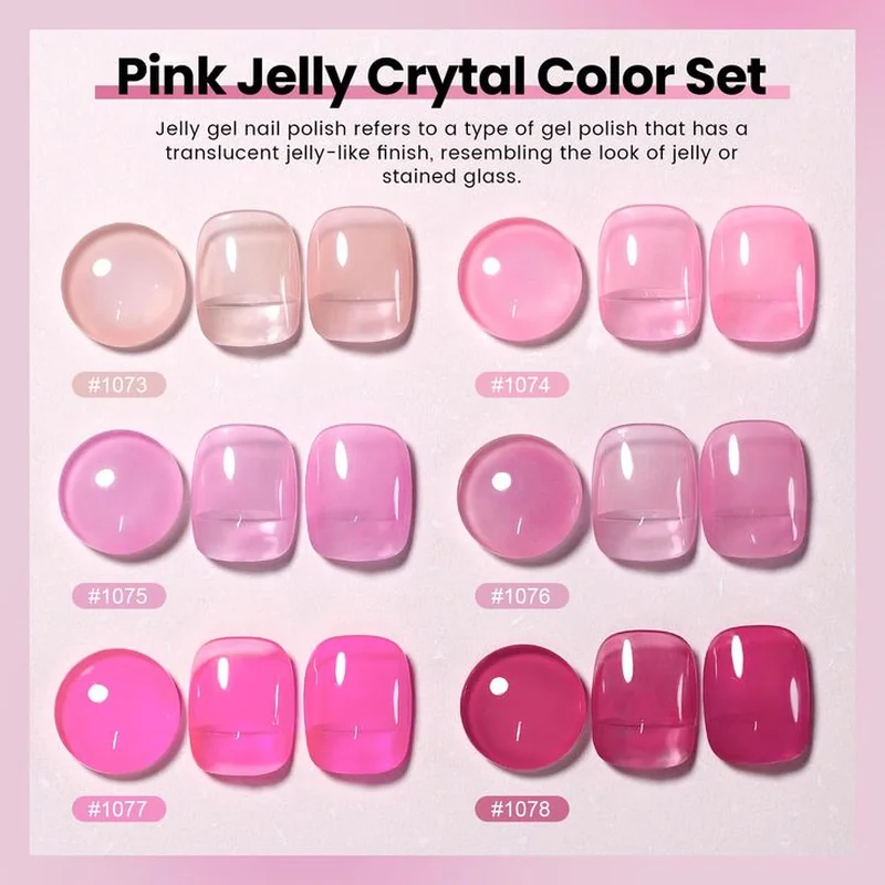Milky pink sheer cranberry valentine jelly nail color palette