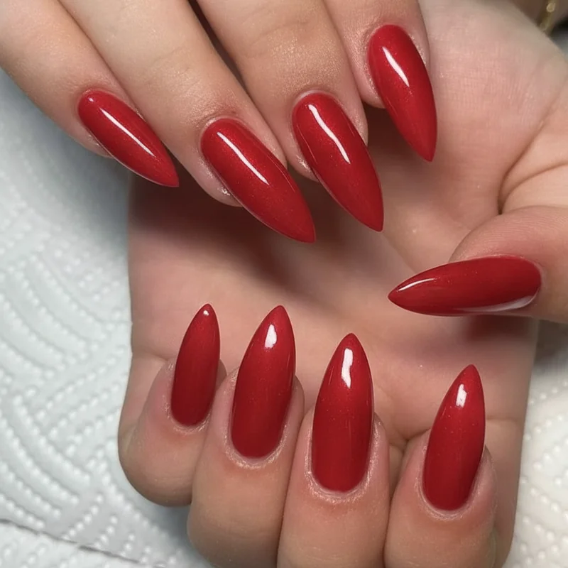 Patriotic nails in jelly red sheer finish manicure for july 2026