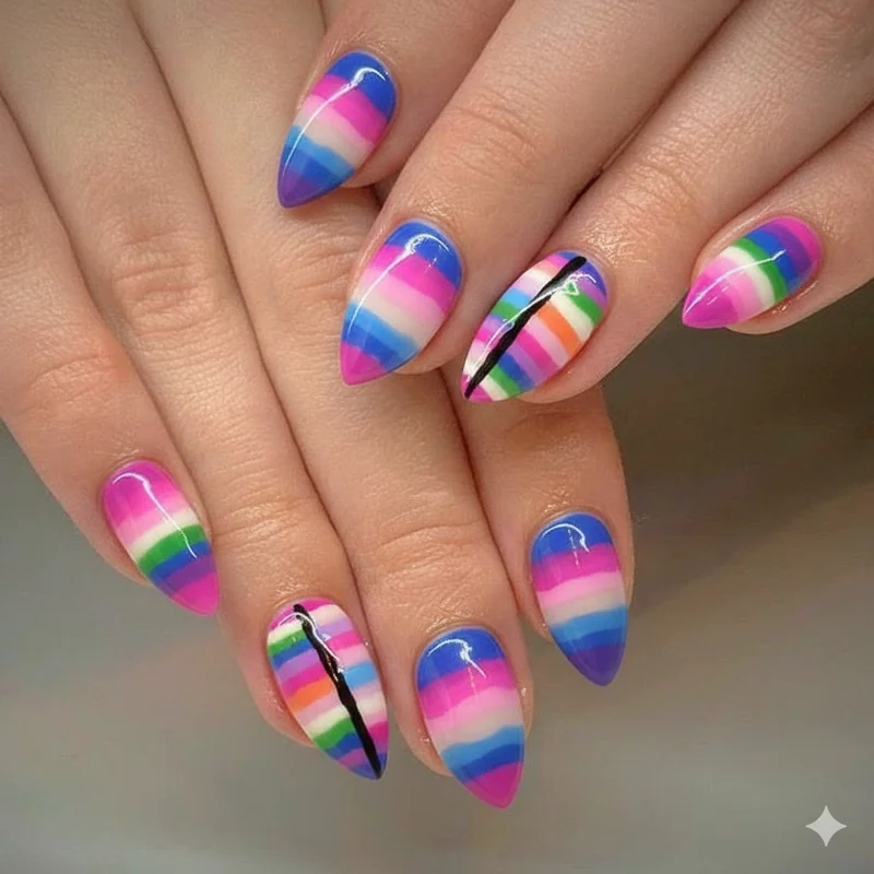 LGBTQ pride nail art community designs including lesbian trans and nonbinary identity inspo showing diversity of pride manicure styles and palettes