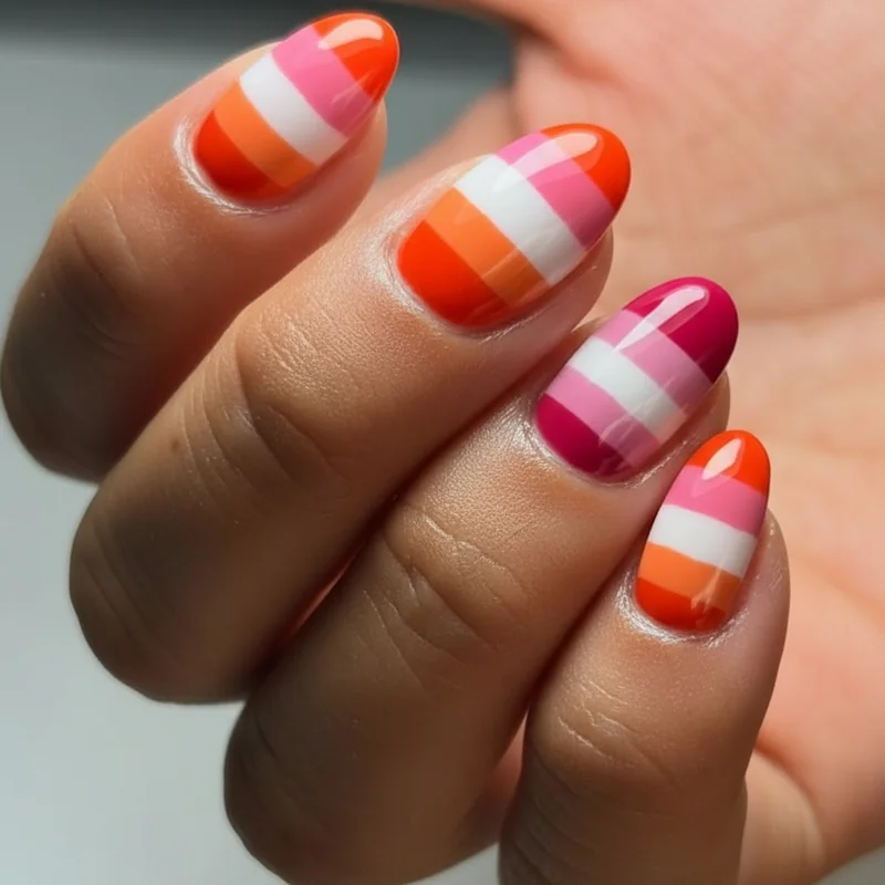 Long acrylic WLW shapes comparison showing coffin almond and stiletto for lesbian nail set aesthetic selection guide 2026