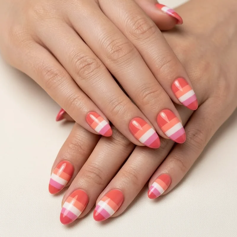 Short lesbian nail brief for nail tech showing squoval shape two short nails chrome design reference with colour and finish description