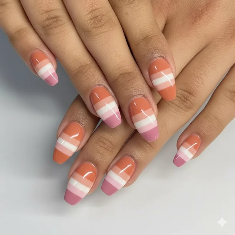 WLW short nail art showing clean squoval shape with intentional community coded design and polished finish lesbian nail culture