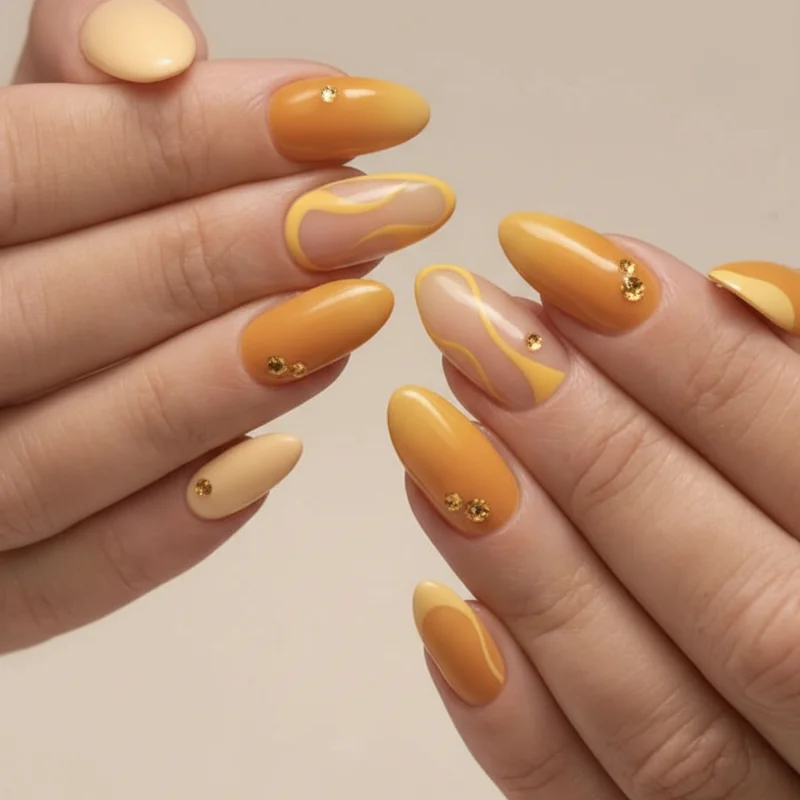 Yellow nail polish shade guide for pansexual nails showing warm golden yellow versus lemon cool yellow across different skin tones
