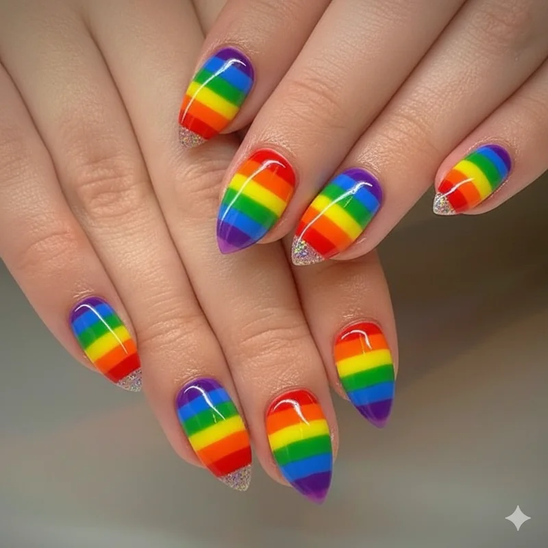 Nail salon booking calendar showing two to three week advance appointment timing for pride acrylic nail set before June pride events