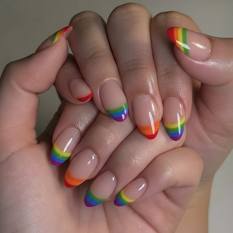 Pride french tip nail longevity comparison showing gel acrylic and press-on options for parade season durability June 2026